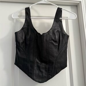 Free People Black Leather Corset Top